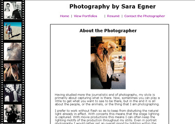 Sara Egner Photography website
