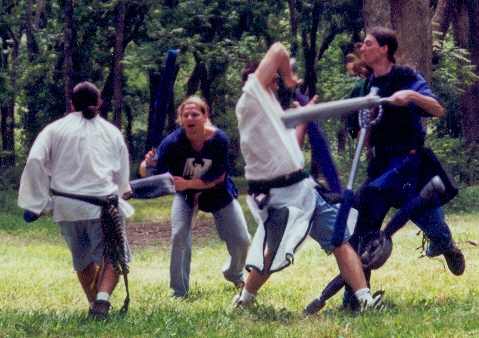 Amtgard: Picture of 2 on 2 fight